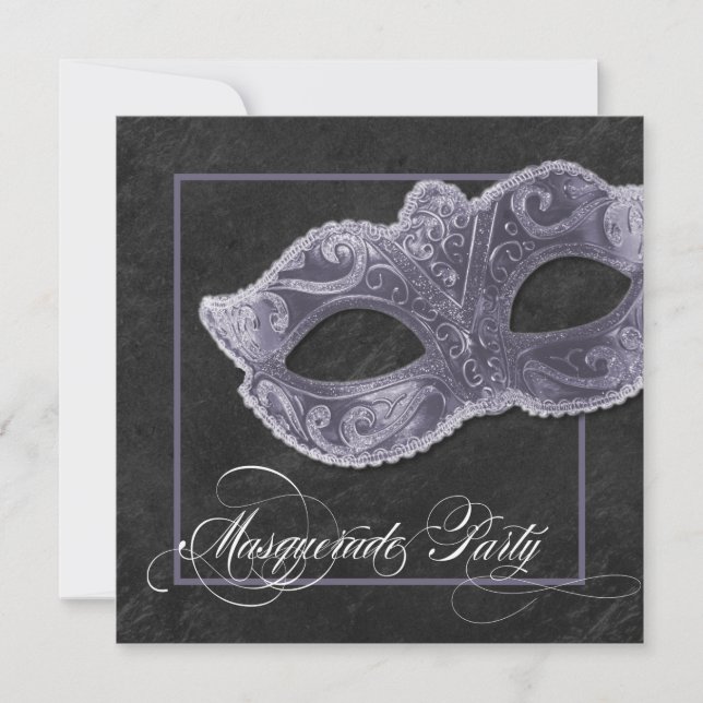 Masquerade-Party Einladung - Schiefergrau (Vorderseite)