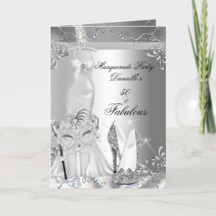 Masquerade Party Fabulous 50 Geburtstag Silber Einladung