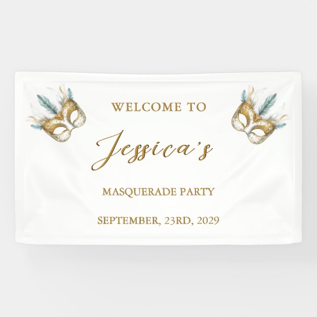 Masquerade Party Geburtstag Banner (Horizontal)