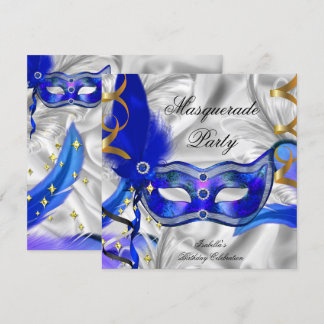 Masquerade Party Geburtstag Party Blue Silver Einladung