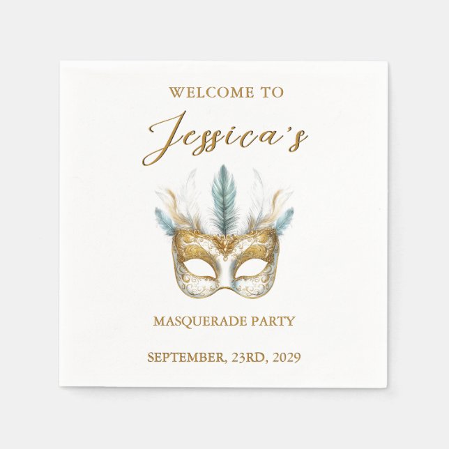 Masquerade Party Geburtstag Serviette (Vorderseite)