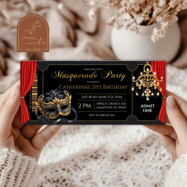 Masquerade Party Geburtstag Ticket Einladung (Von Creator hochgeladen)
