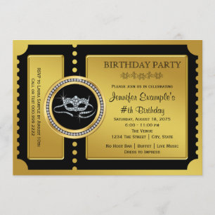 Masquerade Party Golden Ticket Geburtstagsparty Einladung