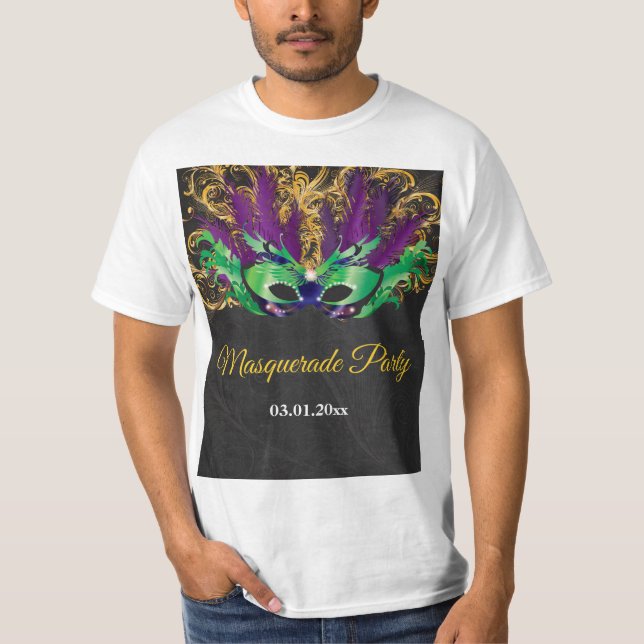 Masquerade Party Magische Nacht Grün Lila Gold T-Shirt (Vorderseite)