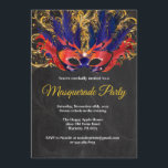 Masquerade Party Magisches Nachtrot Einladung<br><div class="desc">Masquerade Party Magical Night Red Gold Blue Einladung. Mask Birthday Party. Mardi Gras. Red,  Gold und Blue Glitzer Feather Peak. Süß 16 Sechzehn. Hintergrund der Zwischenablage. Jedes Alter. Für weitere Anpassungen klicken Sie bitte auf die Schaltfläche "Anpassen" und verwenden Sie unser Designwerkzeug,  um diese Vorlage zu ändern</div>