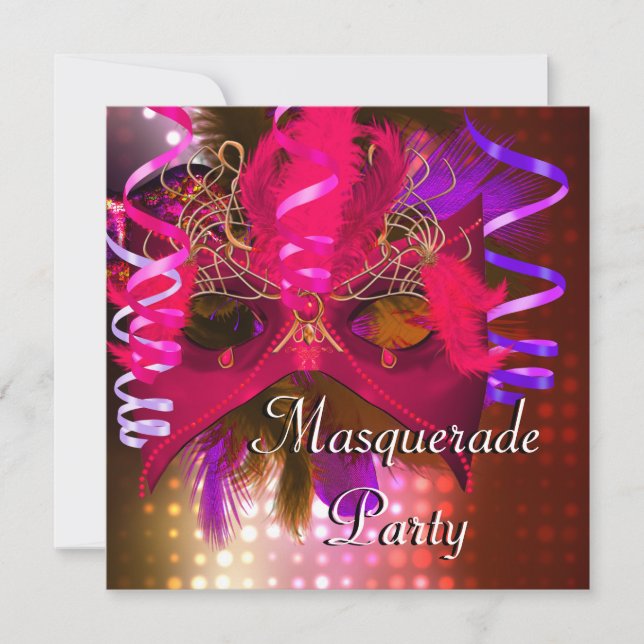 Masquerade Party Mardi Gras Karneval Einladung (Vorderseite)