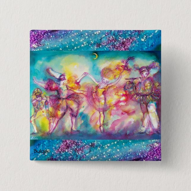 MASQUERADE-PARTY, Mardi-Gras-Masken, Tanz, Musik Button (Vorderseite)