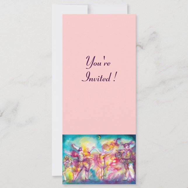 MASQUERADE-PARTY, Mardi-Gras-Masken, Tanz, Musik Einladung (Vorderseite)