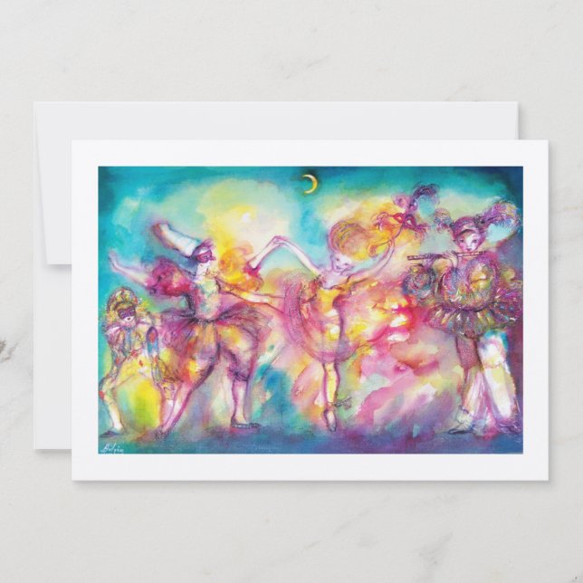 MASQUERADE-PARTY, Mardi-Gras-Masken, Tanz, Musik Einladung (Vorderseite)