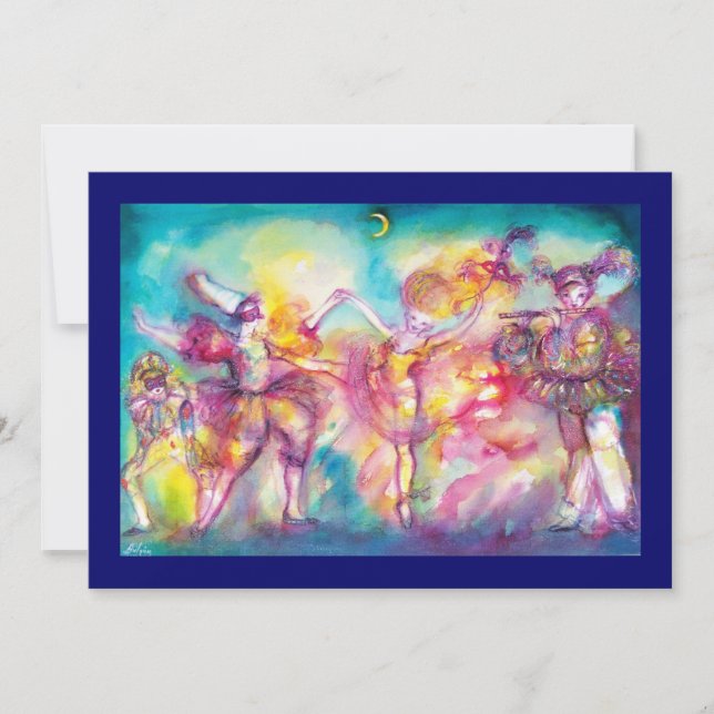 MASQUERADE-PARTY, Mardi-Gras-Masken, Tanz, Musik Einladung (Vorderseite)