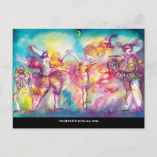 MASQUERADE-PARTY, Mardi-Gras-Masken, Tanz, Musik Einladungspostkarte
