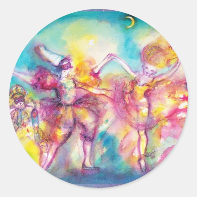 MASQUERADE-PARTY, Mardi-Gras-Masken, Tanz, Musik Runder Aufkleber (Vorderseite)