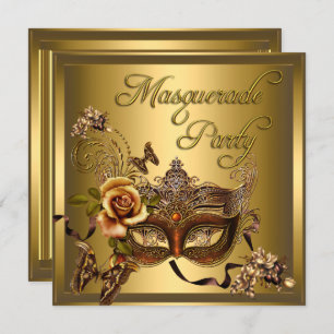 Masquerade Party Masken Gold Black Birthday Einladung