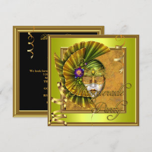 Masquerade Party Masken Gold Black Birthday Einladung