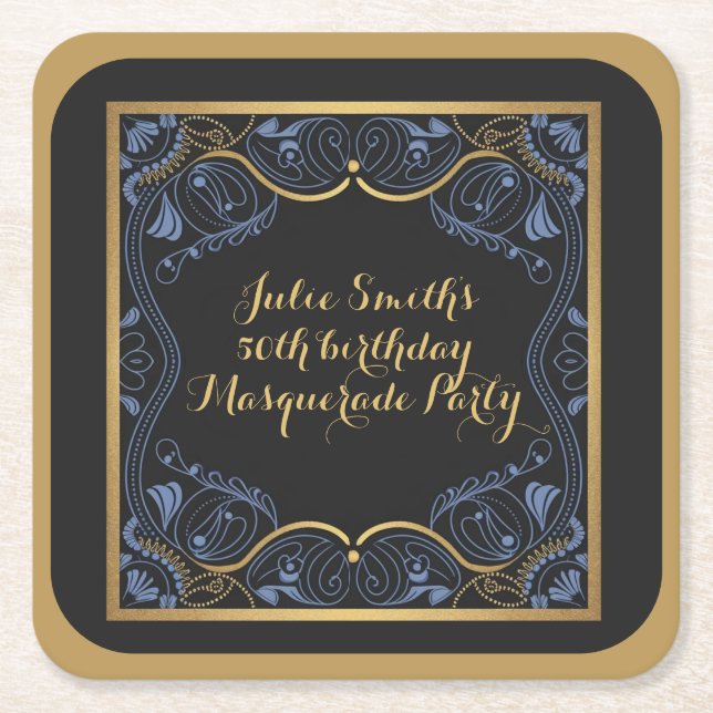 Masquerade Party maskiert Ball Geburtstag luxuriös Rechteckiger Pappuntersetzer (Vorderseite)