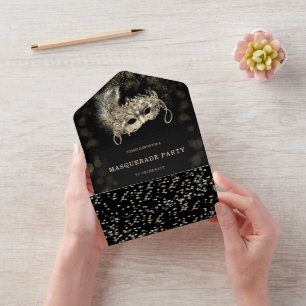 Masquerade-Party mit RSVP-Karten All In One Einladung