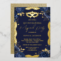 Masquerade Party Navy Blumenace Quinceanera