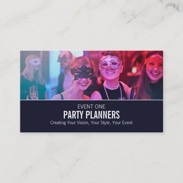 Masquerade Party, Party Event Planner Visitenkarte (Vorderseite)