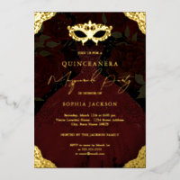 Masquerade Party Red Gold Maske Kleid Quinceanera