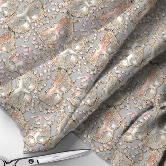 Masquerade Pattern Beads Masken Rose Gold ID1031 Stoff