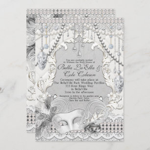 Masquerade Perlen Diamant Bling Hochzeit Einladung