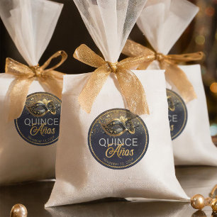 Masquerade Quince Anos Black Gold ID1031 Runder Aufkleber