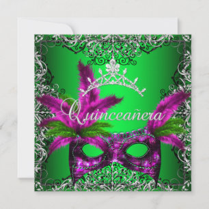 Masquerade Quinceanera 15. Limon Pink Party Einladung