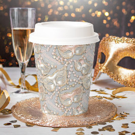 Masquerade Quinceanera Bead Masken Rose Gold ID103 Pappbecher