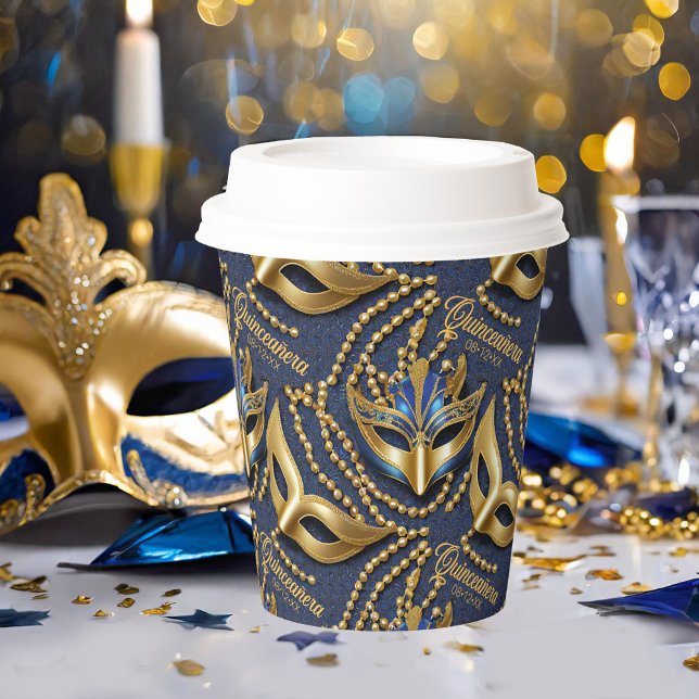 Masquerade Quinceanera Beads Masken Blue ID1031 Pappbecher (Von Creator hochgeladen)