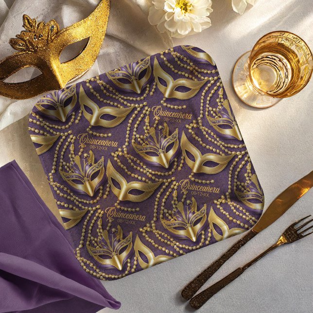 Masquerade Quinceanera Beads Masken Lila ID1031 Pappteller (Von Creator hochgeladen)