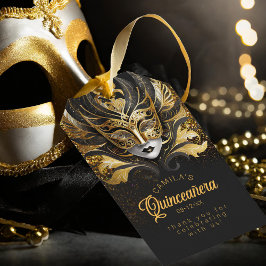 Masquerade Quinceanera Black Gold V2 ID1031 Geschenkanhänger