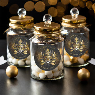 Masquerade Quinceanera Black Gold V2 ID1031 Runder Aufkleber