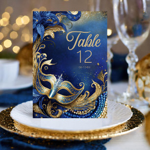 Masquerade Quinceanera Blue Gold ID1031 Tischnummer