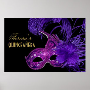 Masquerade quinceañera Geburtstag rosa, lila Maske Poster