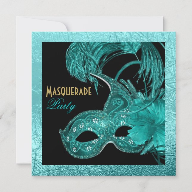 Masquerade quinceañera Geburtstag türkische Maske Einladung (Vorderseite)