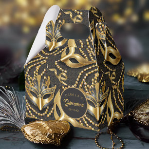 Masquerade Quinceanera Pattern Black Gold ID1031 Geschenkschachtel