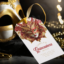 Masquerade Quinceanera Red Gold ID1031 Geschenkanhänger