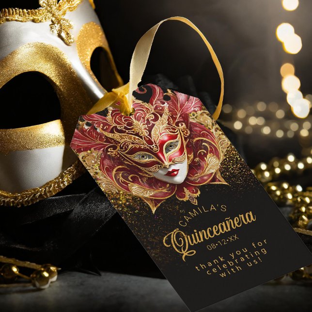 Masquerade Quinceanera Red Gold V2 ID1031 Geschenk Geschenkanhänger (Von Creator hochgeladen)