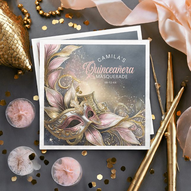 Masquerade Quinceanera Rose Gold ID1031 Serviette (Von Creator hochgeladen)