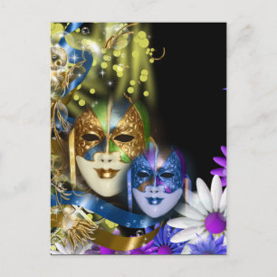 Masquerade quinceanera Venezianische Masken Postkarte