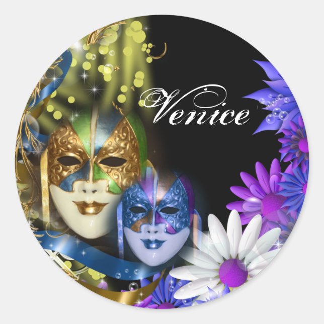 Masquerade quinceanera Venezianische Masken Runder Aufkleber (Vorderseite)