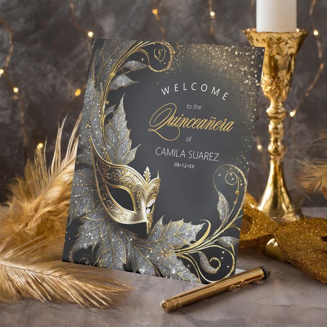 Masquerade Quinceañera Willkommen Black Gold ID103 Sockelschild (Von Creator hochgeladen)