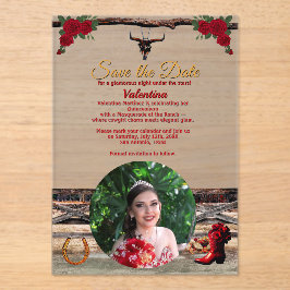 Masquerade Ranch Quinceañera Custom Photo & Name Acryleinladungen