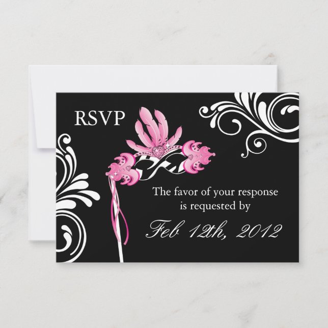 Masquerade Reply Cards RSVP Karte (Vorderseite)