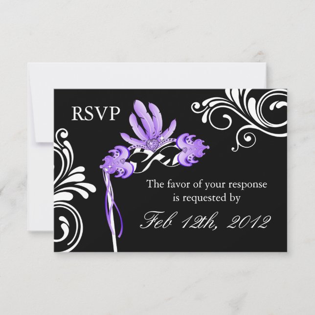 Masquerade Reply Cards RSVP Karte (Vorderseite)