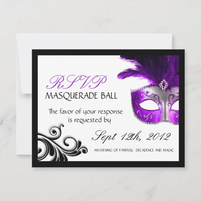 Masquerade Reply Cards RSVP Karte (Vorderseite)