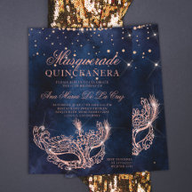 Masquerade Rose Gold Glitzer quinceanera