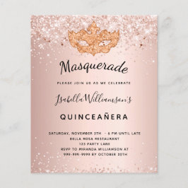 Masquerade Rose Gold Quinceanera Einladung