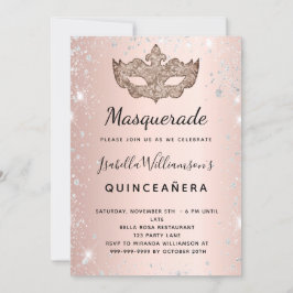 Masquerade Rose Gold silber Glitzer Quinceanera Einladung