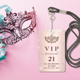 Masquerade Rose Gold Silber Glitzer Vip Einladung Ausweis